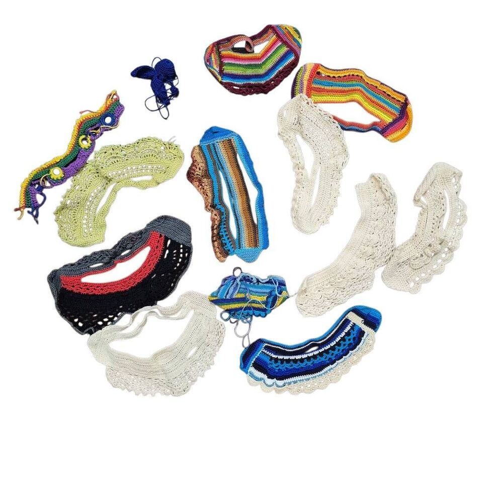 13 Vintage Handmade Crochet Collars Necklines Appliques